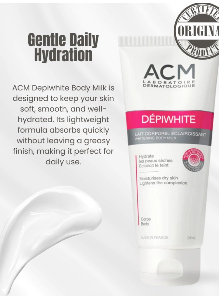 ACM Laboratoire dermatologique Dark Spots & Uneven Skin Tone Care Set – ACM Depiwhite Body Milk + Sébionex Purifying Soap for Brightening & Pigmentation Control - Image 5